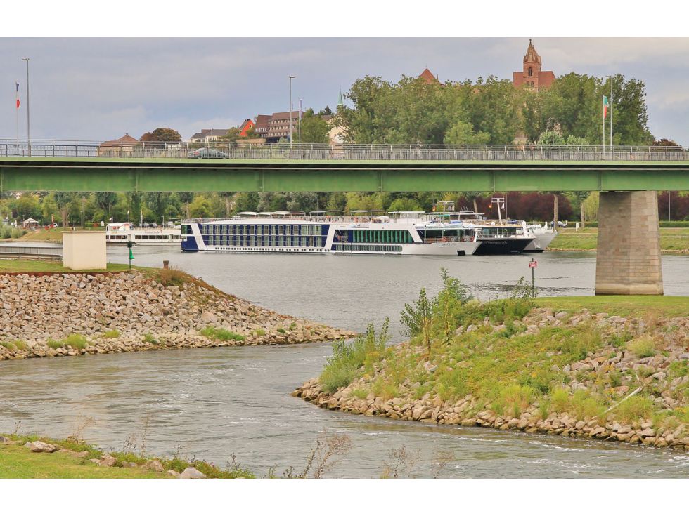 Blick über den Rhein mit Breisach im Hintergrund